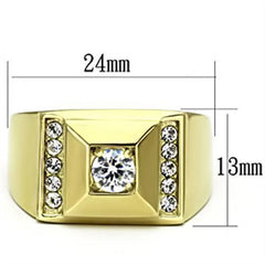 Jewellery Kingdom Mens 2 Carat Steel Signet Pinky Chunky Simulated Diamonds Ring (Gold) - Jewelry Rings - British D'sire