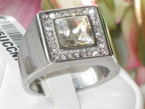 Jewellery Kingdom Mens 3 Carat Stainless Steel Cz Signet Square Silver Ring - Jewelry Rings - British D'sire Main image