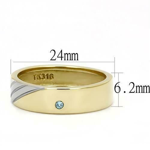 Jewellery Kingdom Mens 6mm Band Steel Thumb Wedding Signet Two Tone New Aquamarine Ring - Jewelry Rings - British D'sire