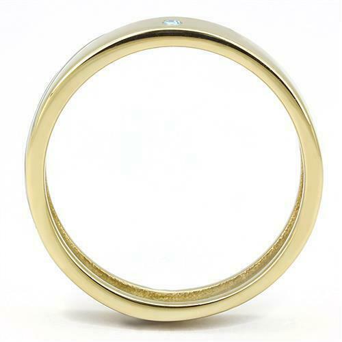 Jewellery Kingdom Mens 6mm Band Steel Thumb Wedding Signet Two Tone New Aquamarine Ring - Jewelry Rings - British D'sire