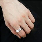 Jewellery Kingdom Mens 8mm Band Stainless Steel Cubic Zirconia Thumb Pinky Signet Ring - Jewelry Rings - British D'sire