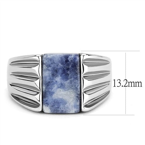 Jewellery Kingdom Mens Agate Capri Genuine Stone Signet Pinky Stainless Steel Ring (Blue) Secondary image