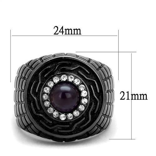 Jewellery Kingdom Mens Amethyst Signet Purple Semi Precious Stainless Steel Cubic Zirconia Ring (Black) Secondary image