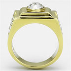 Jewellery Kingdom Mens Baguettes Bezel Signet 3k Steel Ring (Gold) - Rings - British D'sire