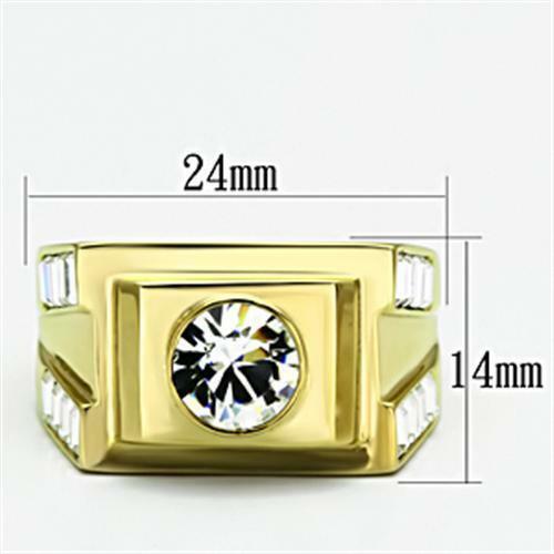 Jewellery Kingdom Mens Baguettes Bezel Signet 3k Steel Ring (Gold) Secondary image