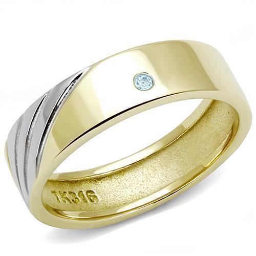 Jewellery Kingdom Mens Band 6mm Wedding Blue Zircon Ring (Gold) - Jewelry Rings - British D'sire Main image