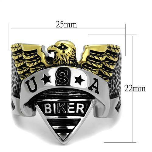 Jewellery Kingdom Mens Biker Eagle Handmade USA Ring (Gold) Secondary image