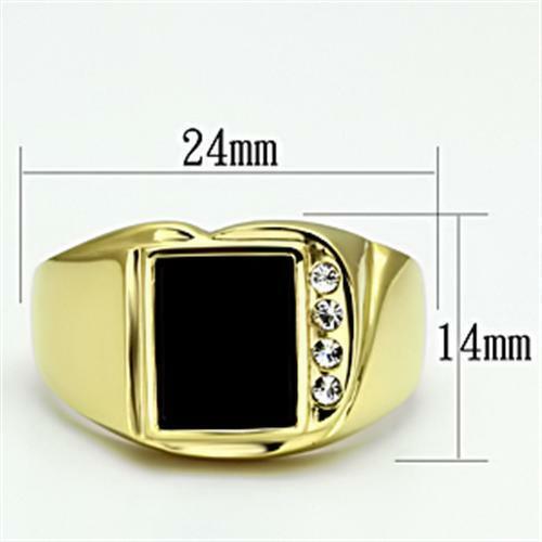 Jewellery Kingdom Mens Black Onyx Cz Signet Pinky Steel Classic Ring (Gold) - Jewelry Rings - British D'sire