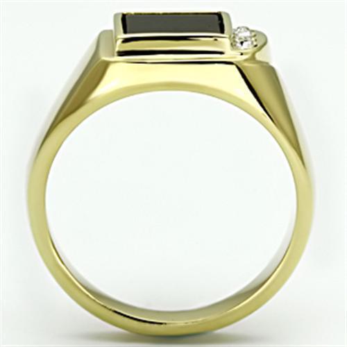 Jewellery Kingdom Mens Black Onyx Cz Signet Pinky Steel Classic Ring (Gold) - Jewelry Rings - British D'sire