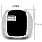 Jewellery Kingdom Mens Black Onyx Signet Cz Stainless Steel Ring (Silver) - Jewelry Rings - British D'sire