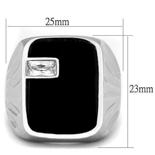Jewellery Kingdom Mens Black Onyx Signet Cz Stainless Steel Ring (Silver) - Jewelry Rings - British D'sire