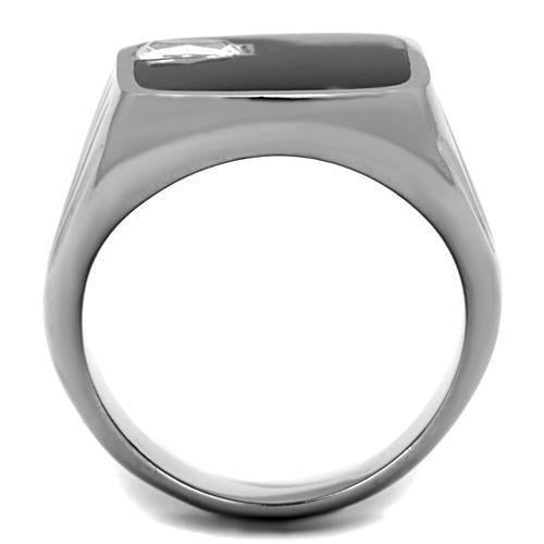 Jewellery Kingdom Mens Black Onyx Signet Cz Stainless Steel Ring (Silver) - Jewelry Rings - British D'sire