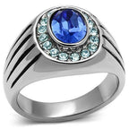 Jewellery Kingdom Mens Blue Sapphire Cz Pinky Signet Stainless Steel Oval New Silver Ring - Jewelry Rings - British D'sire