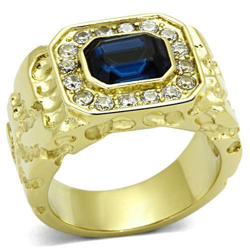 Jewellery Kingdom Mens Blue Sapphire Nugget Signet Pinky Ring (Gold) - Jewelry Rings - British D'sire Main image