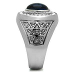Jewellery Kingdom Mens Blue Sapphire Signet Pinky Cz Stainless Steel Oval Ring - Jewelry Rings - British D'sire