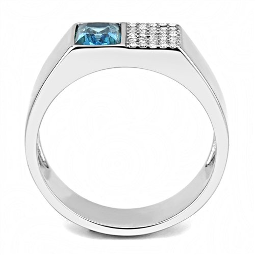 Jewellery Kingdom Mens Blue Topaz Pinky Signet 3 Carat Ring (Silver) - Rings - British D'sire