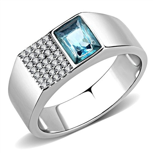 Jewellery Kingdom Mens Blue Topaz Pinky Signet 3 Carat Ring (Silver) - Rings - British D'sire