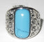 Jewellery Kingdom Mens Blue Turquoise Pinky Signet Stainless Steel Ring - Rings - British D'sire