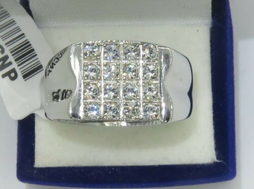 Jewellery Kingdom Mens Classic Siget Stainless Steel Simulated Diamonds Pinky Ring (Silver) - Jewelry Rings - British D'sire Main image