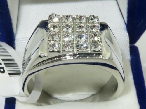 Jewellery Kingdom Mens Classic Siget Stainless Steel Simulated Diamonds Pinky Ring (Silver) - Jewelry Rings - British D'sire