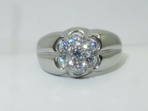 Jewellery Kingdom Mens Cluster Pinky Signet Stainless Steel Ring (Silver) - Rings - British D'sire