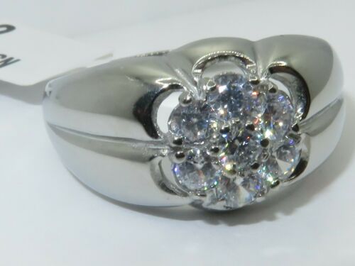 Jewellery Kingdom Mens Cluster Pinky Signet Stainless Steel Ring (Silver) - Rings - British D'sire