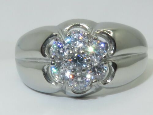 Jewellery Kingdom Mens Cluster Pinky Signet Stainless Steel Ring (Silver) - Rings - British D'sire