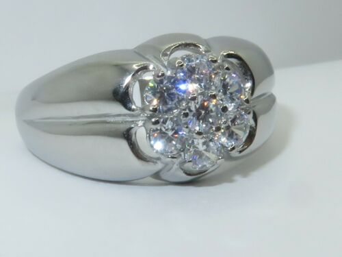 Jewellery Kingdom Mens Cluster Pinky Signet Stainless Steel Ring (Silver) - Rings - British D'sire