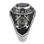 Jewellery Kingdom Mens Coast Guard Stainless Steel Sapphire Pinky Signet Ring - Jewelry Rings - British D'sire