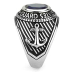 Jewellery Kingdom Mens Coast Guard Stainless Steel Sapphire Pinky Signet Ring - Jewelry Rings - British D'sire