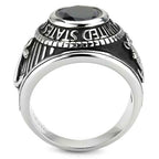 Jewellery Kingdom Mens Coast Guard Stainless Steel Sapphire Pinky Signet Ring - Jewelry Rings - British D'sire