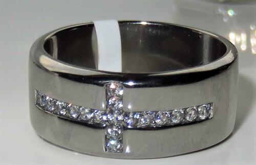 Jewellery Kingdom Mens Cross 9mm Stainless Steel Band Signet Pinky Thumb Chunky Ring (Silver) - Jewelry Rings - British D'sire