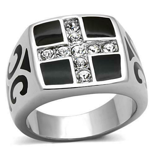 Jewellery Kingdom Mens Cross Biker Stainless Steel Pinky Signet New No Tarnish Ring (Silver) - Jewelry Rings - British D'sire Main image
