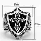 Jewellery Kingdom Mens Cross Cz Biker Silver Stainless Steel Pinky Signet Ring - Jewelry Rings - British D'sire