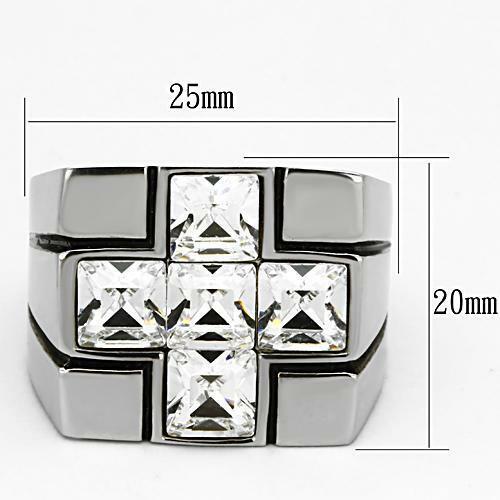 Jewellery Kingdom Mens Cross Cz Princess Cut Square Chunky Signet Stainless Steel Ring (Silver) Secondary image
