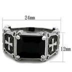 Jewellery Kingdom Mens Cross Jet Cubic Zirconia Stainless Steel Signet Pinky Ring (Black) - Jewelry Rings - British D'sire
