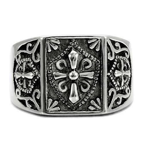 Jewellery Kingdom Mens Cross Ring Stainless Steel Pinky Signet No Stone Handmade Mans Secondary image