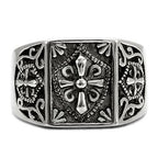 Jewellery Kingdom Mens Cross Ring Stainless Steel Pinky Signet No Stone Handmade Mans - Jewelry Rings - British D'sire