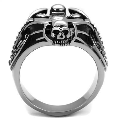 Jewellery Kingdom Mens Cross Signet Pinky Biker Goth No Stone Stainless Steel Silver Ring - Jewelry Rings - British D'sire