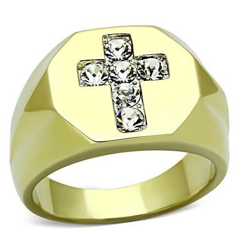 Jewellery Kingdom Mens Cross Signet Pinky Cubic Zirconia 1 Carat Ring (Gold) - Jewelry Rings - British D'sire