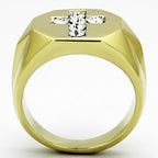 Jewellery Kingdom Mens Cross Signet Pinky Cubic Zirconia 1 Carat Ring (Gold) - Jewelry Rings - British D'sire