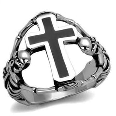 Jewellery Kingdom Mens Cross Skull Hands Biker Stainless Steel Pinky Signet Ring (Silver) - Jewelry Rings - British D'sire