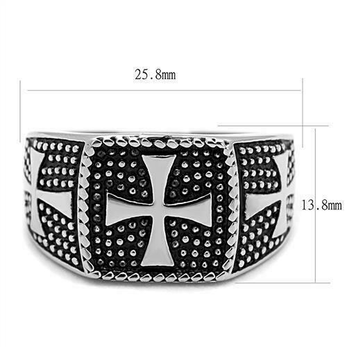 Jewellery Kingdom Mens Cross Stainless Steel No Stone Studded Biker Stamped Ring (Silver) Secondary image