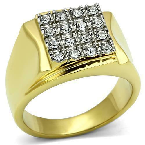 Jewellery Kingdom Mens Cubic Zirconia Realistic Pinky Signet Mans All Sizes Steel 18k Ring (Gold) - Jewelry Rings - British D'sire Main image