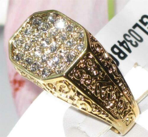 Jewellery Kingdom Mens Cubic Zirconia Signet Pinky 26 Stone Sparkling 18kt Steel All Sizes Ring (Gold) - Jewelry Rings - British D'sire