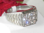 Jewellery Kingdom Mens Cubic Zirconia Stainless Steel Signet Silver 9 Stone Ring (Pinky) - Jewelry Rings - British D'sire