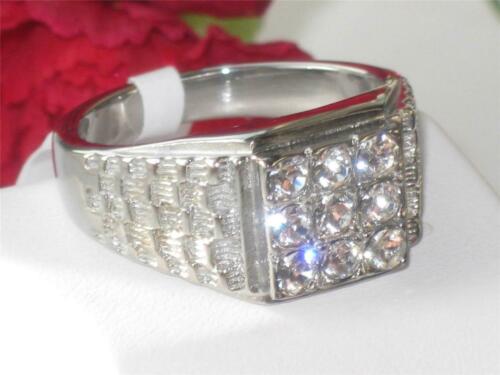 Jewellery Kingdom Mens Cubic Zirconia Stainless Steel Signet Silver 9 Stone Ring (Pinky) - Jewelry Rings - British D'sire