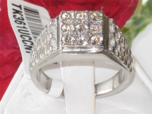 Jewellery Kingdom Mens Cubic Zirconia Stainless Steel Signet Silver 9 Stone Ring (Pinky) - Jewelry Rings - British D'sire