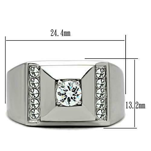 Jewellery Kingdom Mens Cz 2 Carat Stainless Steel Signet Pinky Chunky Stamped Silver Ring Secondary image