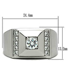 Jewellery Kingdom Mens Cz 2 Carat Stainless Steel Signet Pinky Chunky Stamped Silver Ring - Jewelry Rings - British D'sire